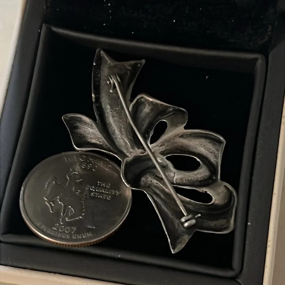 Vintage Art Deco Sterling Silver Bow Brooch - Picture 6 of 7